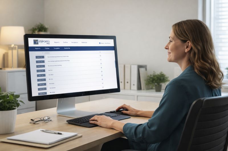 Clinician using easyReportPRO to generate a structured written evaluation report